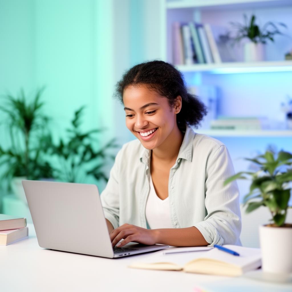 Student learning English online with English Conmigo